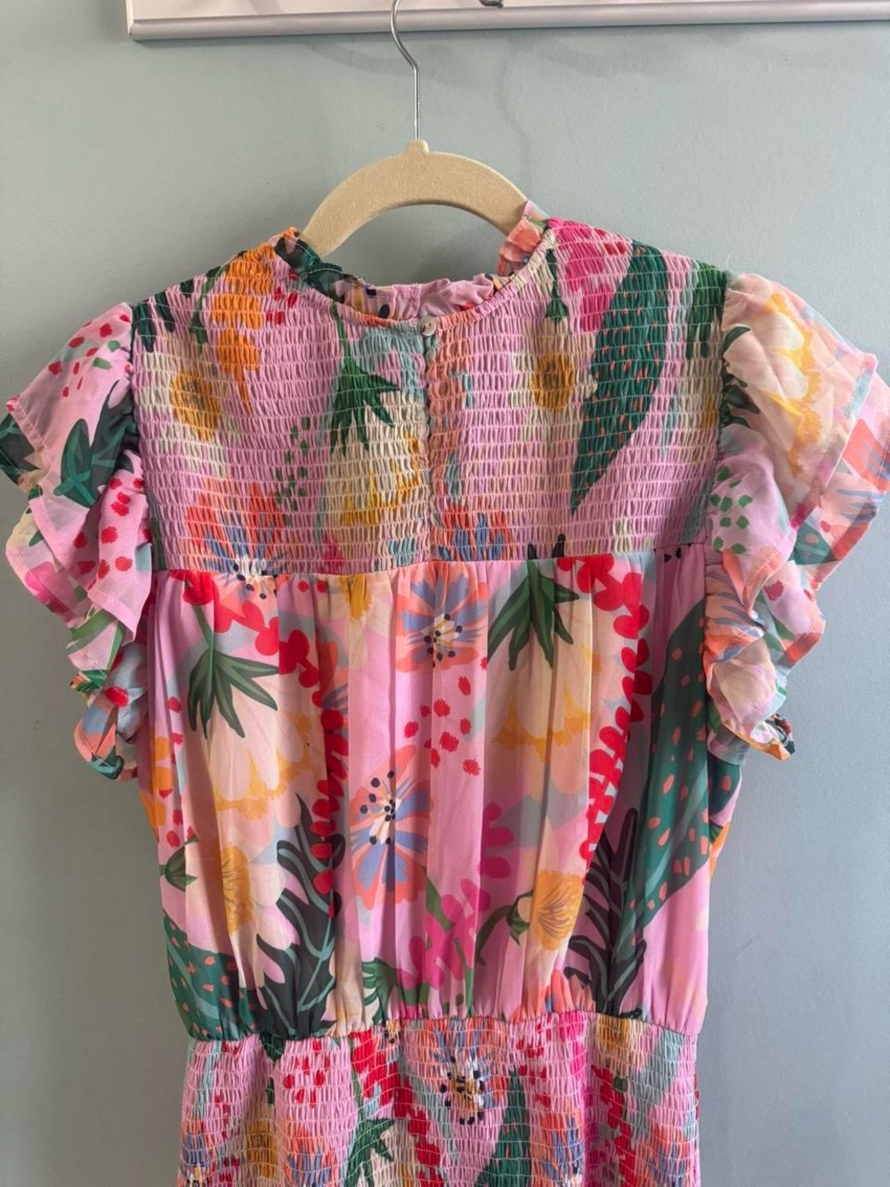 entro Pink Floral Smocked Mini Dress - Picture 6 of 6